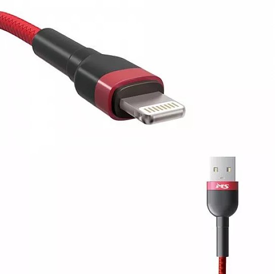 MSI кабел USB-A 2.0 до LIGHTNING, 2.4A, 1m, црвено