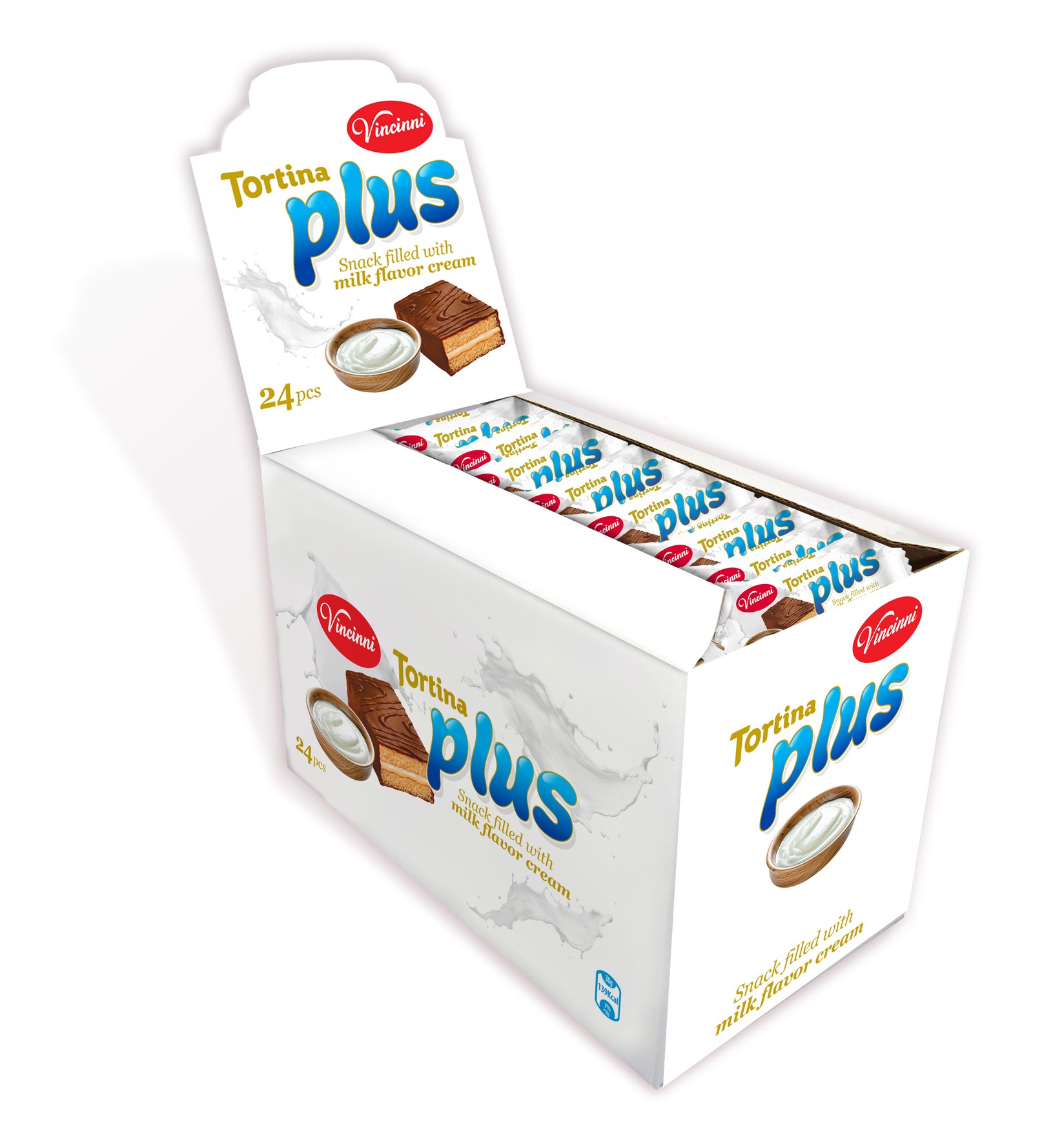 Vincinni Тортина Плус Млеко 30g, 1x24, Дисплеј