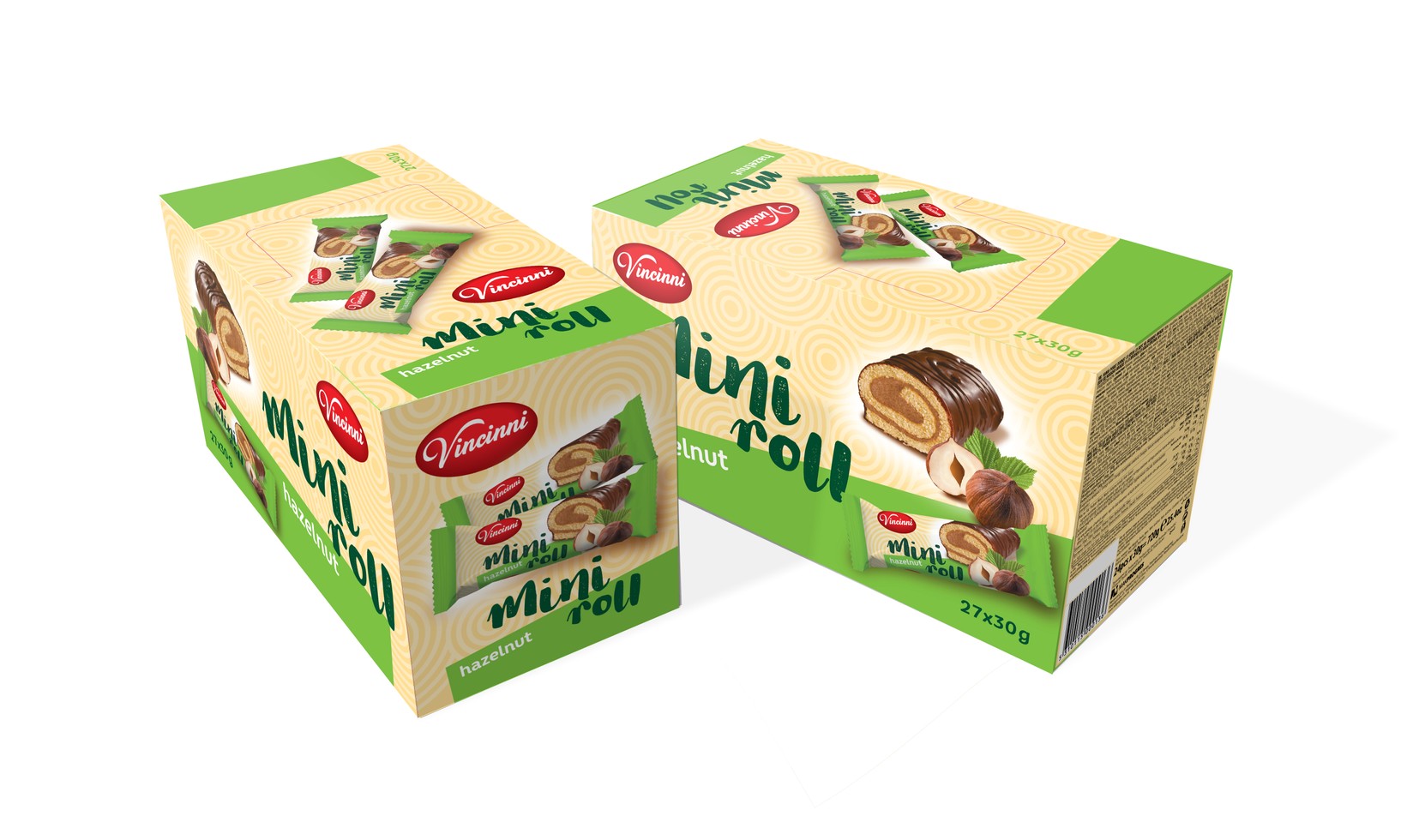 Vincinni Мини рол Винчини Лешник 30g, 1x27, Дисплеј