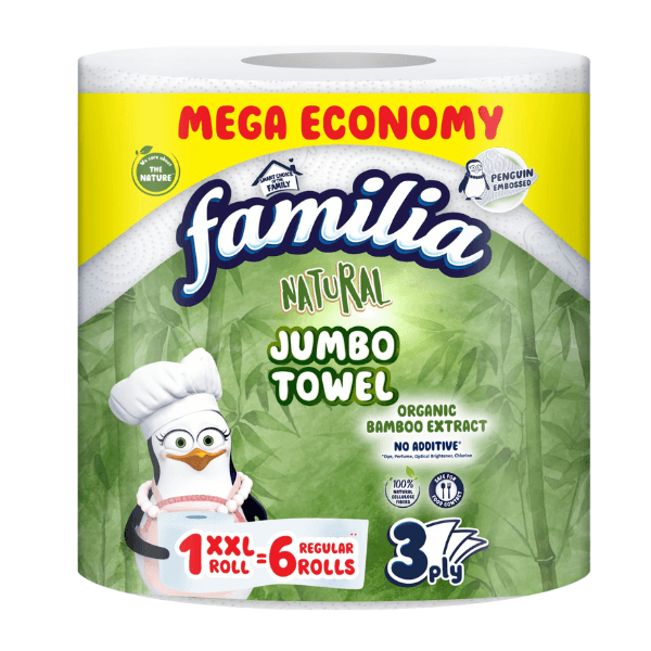 FAMILIA Natural Jumbo XXL 3 слоен Хартиен Бришач