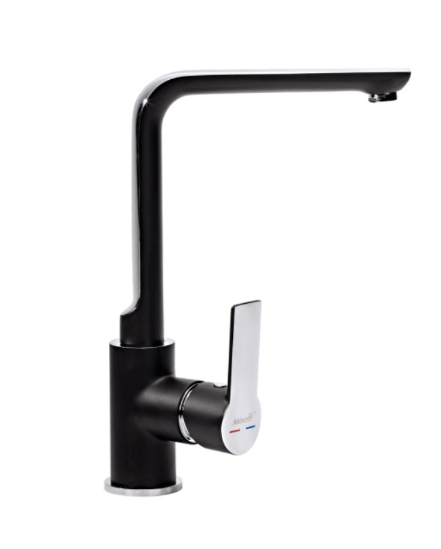 MINOTTI STELA Еднорачна батерија за мијалник со 2 црева црна/хром