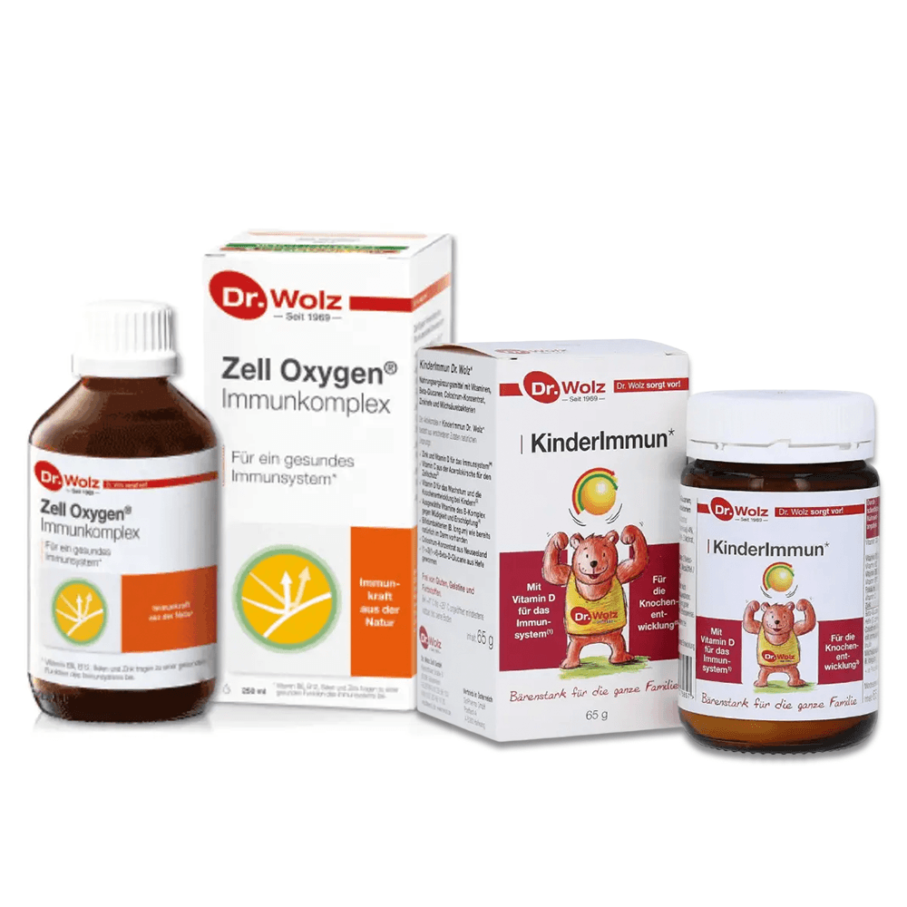 DR. WOLZ Колострум за имунитет кај деца 65гр + Имунокомплекс сируп (1,3/1,6) β - Д глукани 250мл