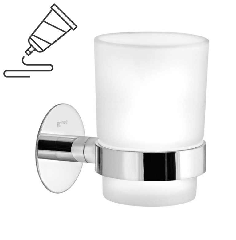 Aqua Form Држач Со Чаша, Колекција Принц, Монтажа Со Лепење, Месинг Хромиран, 1005