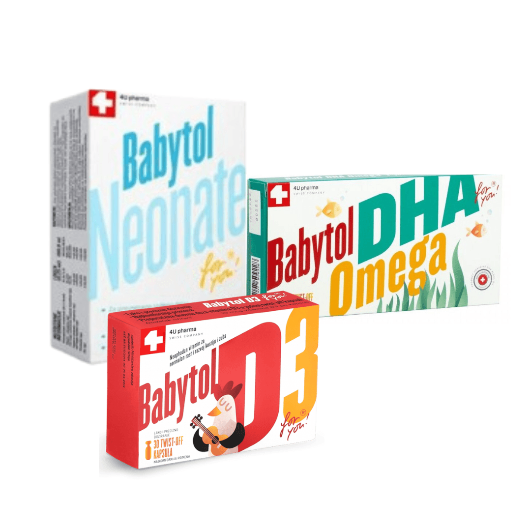 4U PHARMA Babytol Сет D3 Twist-off капсули 30 + Капки за предвремено родени бебиња neonate, 10 ml + dha оmega 30