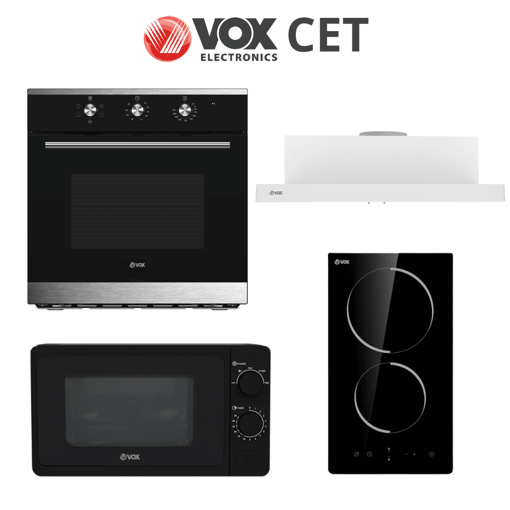 VOX Сет Бела Техника - Аспиратор PIO 6L03 W + Вградна Рерна 78 L + Микробранова M32B + Стаклокерамичка Плоча EBC 200 DBR2