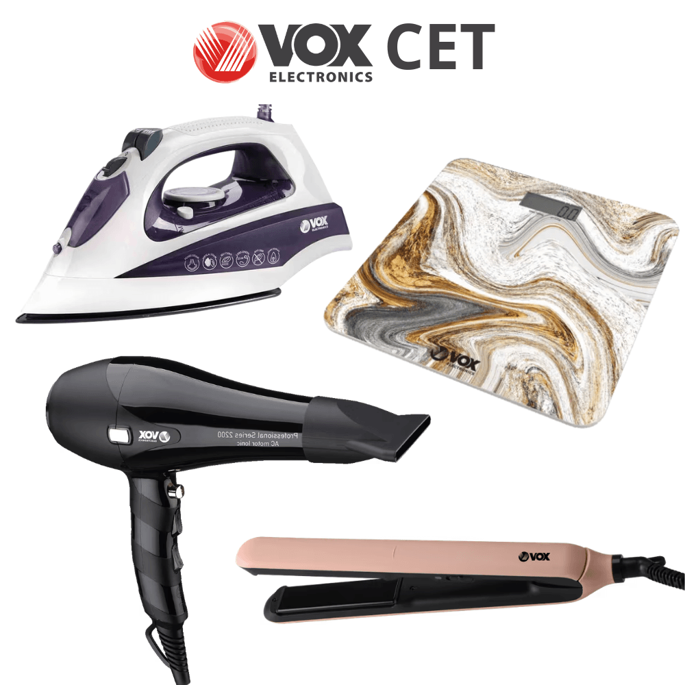 Сет за Лична Нега - Дигитална Вага 180 kg + Пегла 2200 W + Фен 2200 W + Преса за Коса 35 W