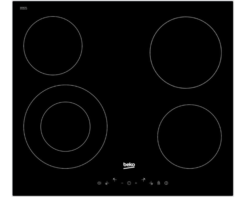 Вградена плоча за готвење BEKO HIC 64402 T, Стакло-керамичка, 4 зони за готвење, црна
