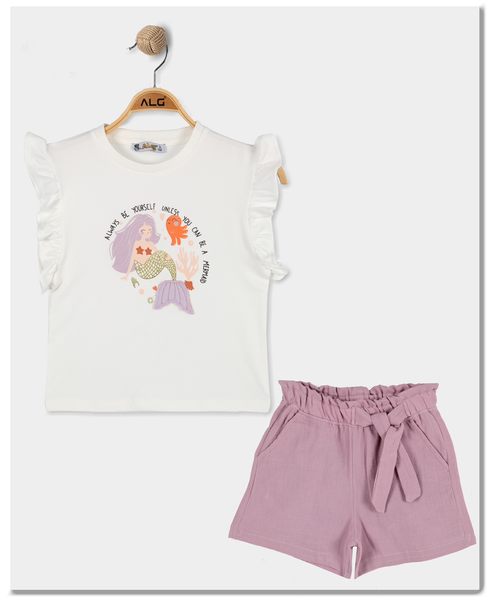 ALG Детски женски комплет бело/виолетов
