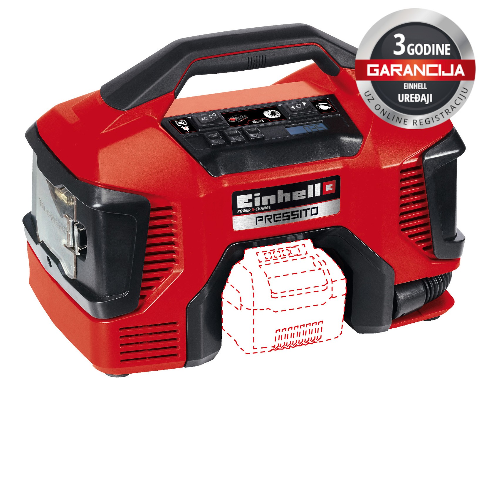 EINHELL акумулаторски компресор TE-AC 18/11 LiAC - Solo Pressito