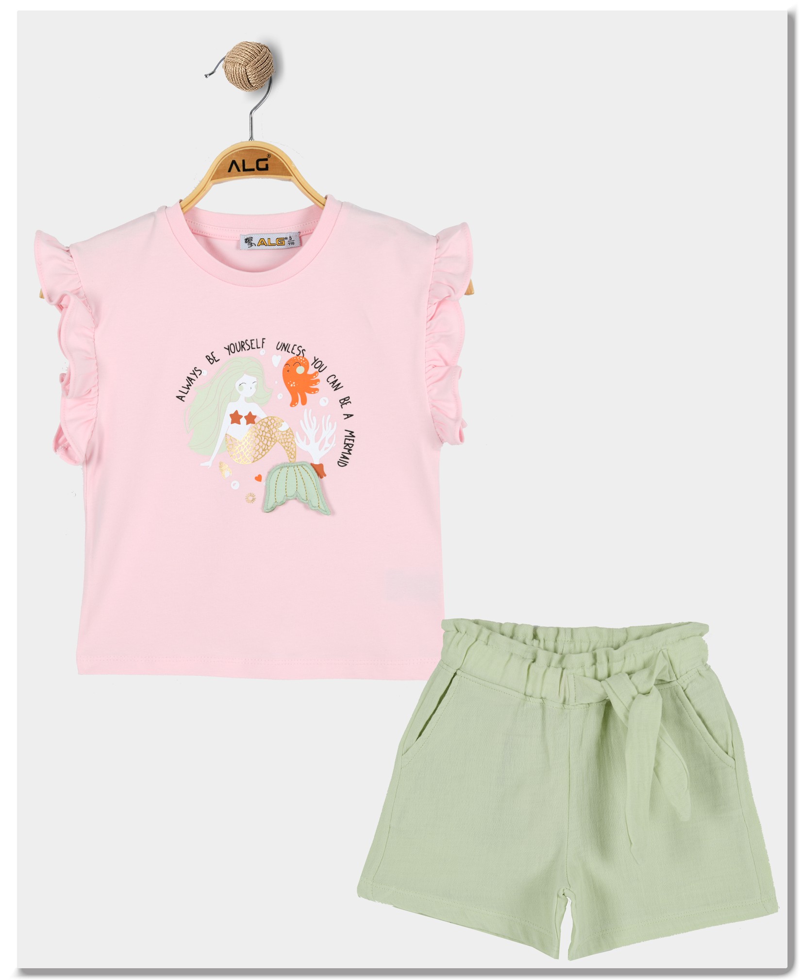 ALG Детски женски комплет розево/зелен