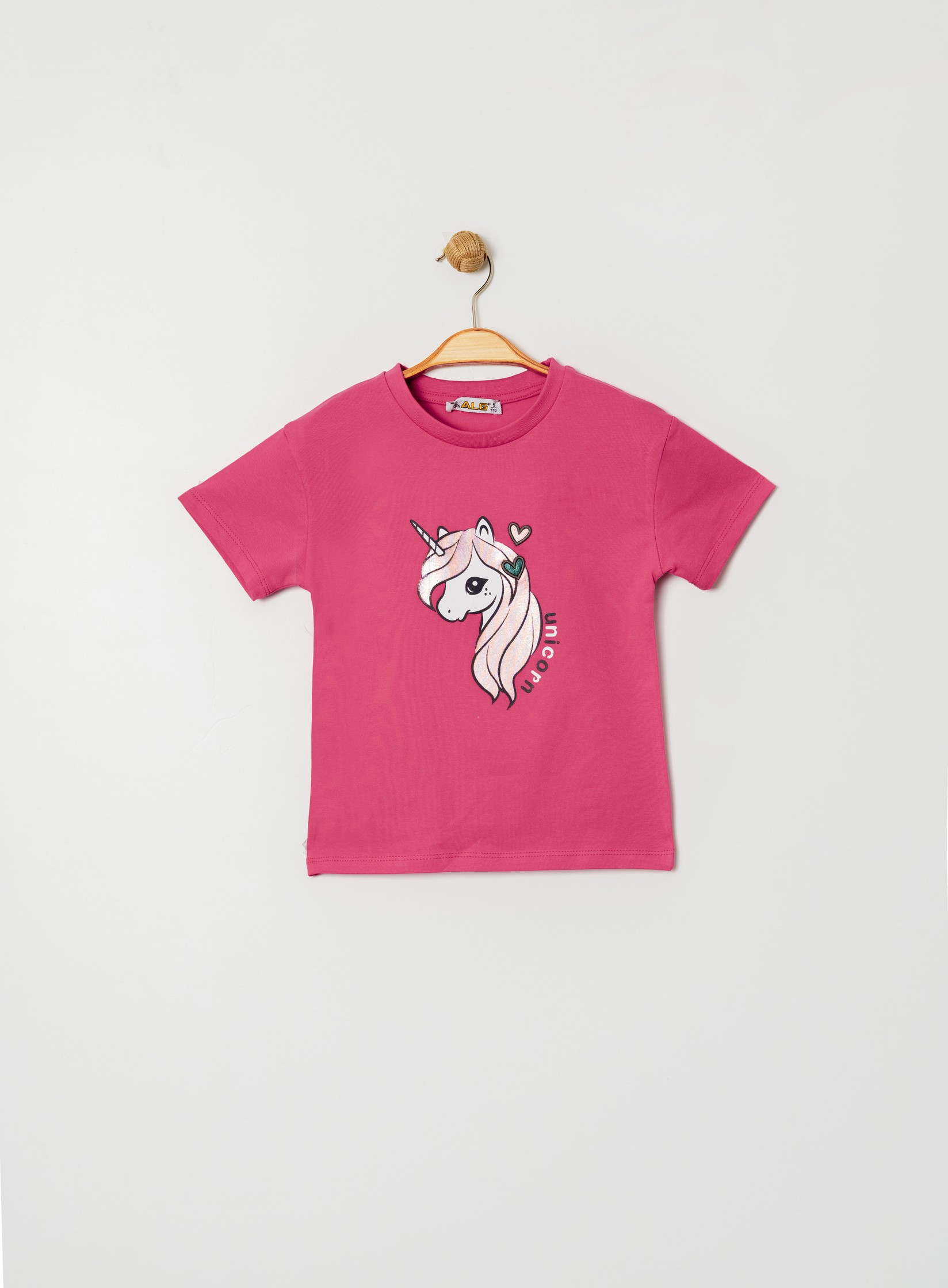 ALG Детска женска маичка Unicorn темно розева