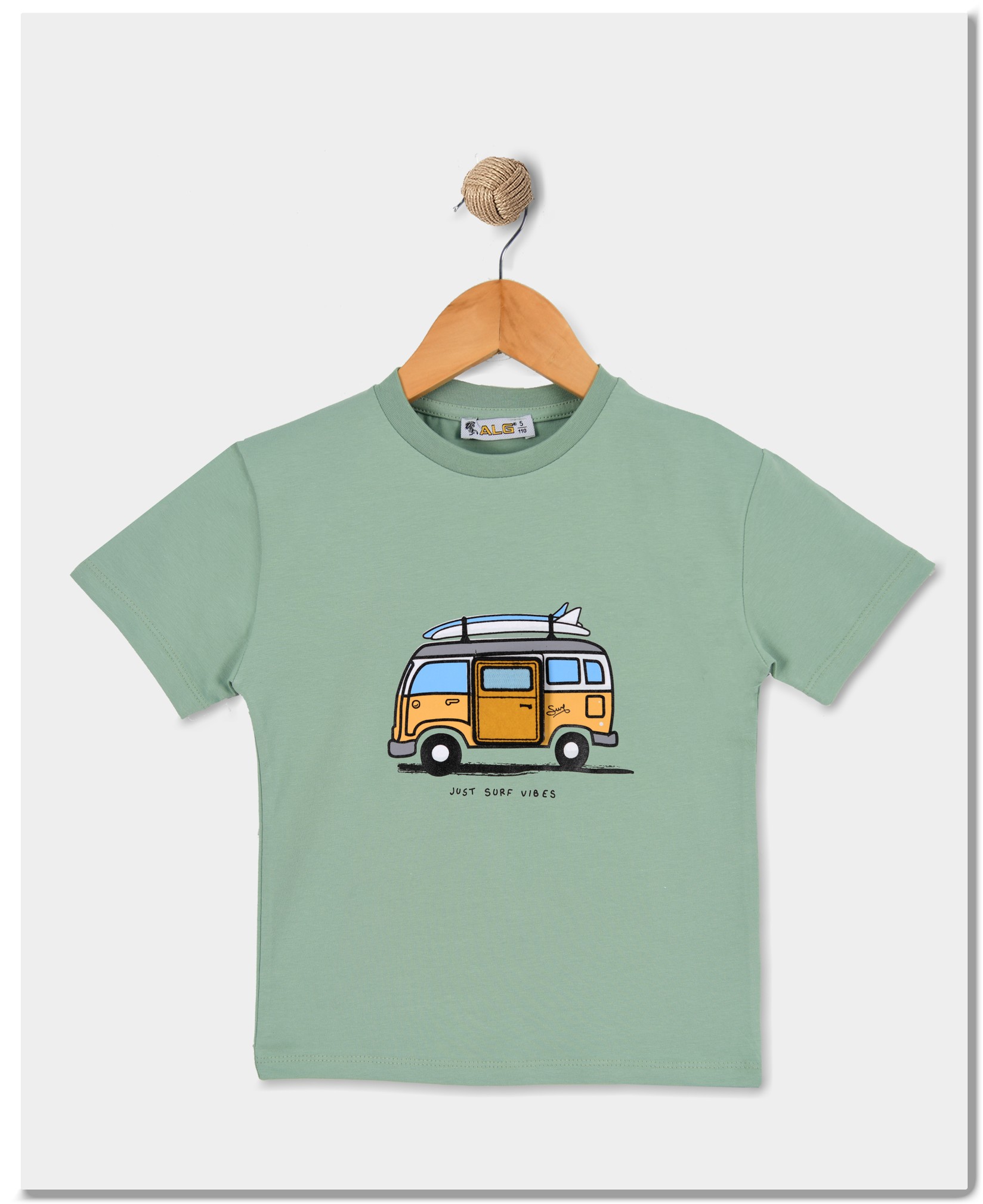ALG Детска Машка маица „Јust surf vibes“ зелена