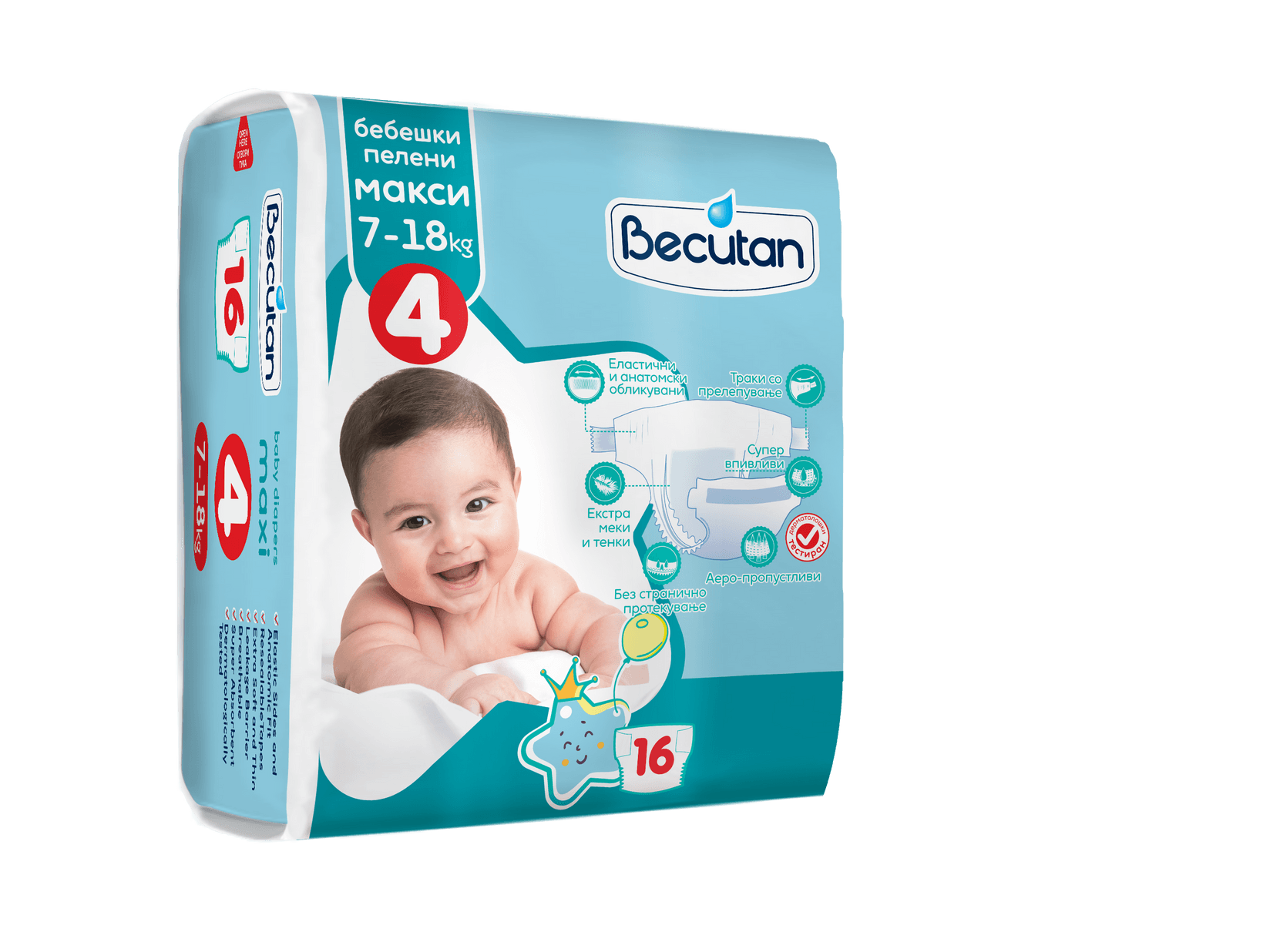 BECUTAN Пелени 16пар. No.4 Maxi 7-18кг