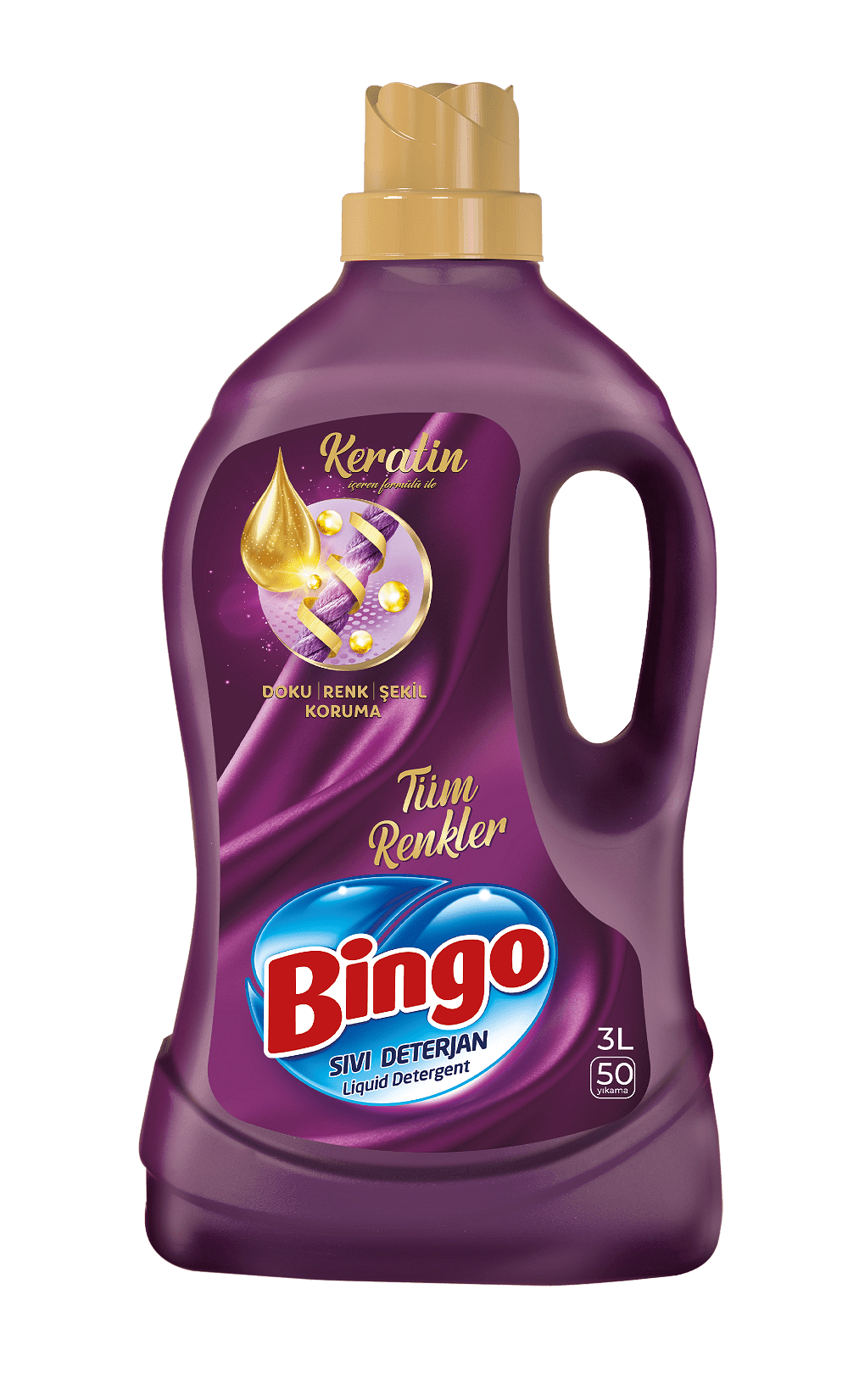 BINGO 3L Течен детергент со кератин за шарени алишта