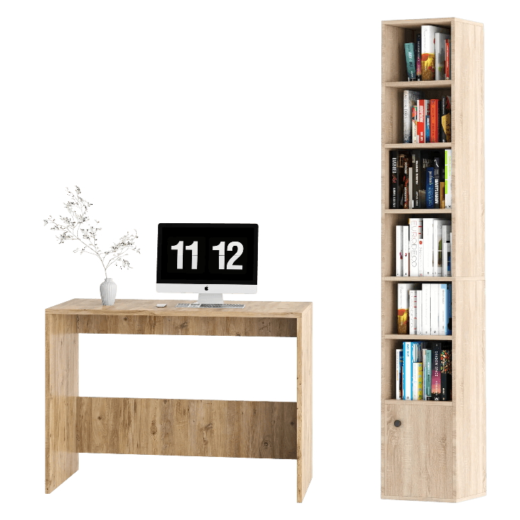 SITONIA Сет Биро + Плакарче со полици MONDANO - Биро 103 × 50 × 75 см; Плакарче 180 × 30 × 33 см