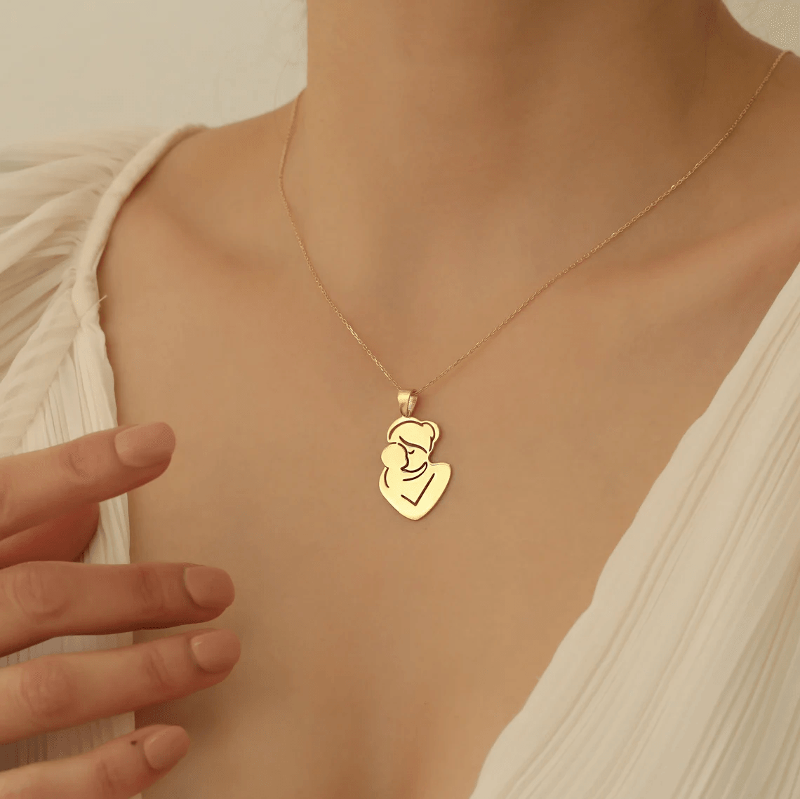 LUXARTO JEWELRY Ланче изработено со мајка и дете Newborn necklace