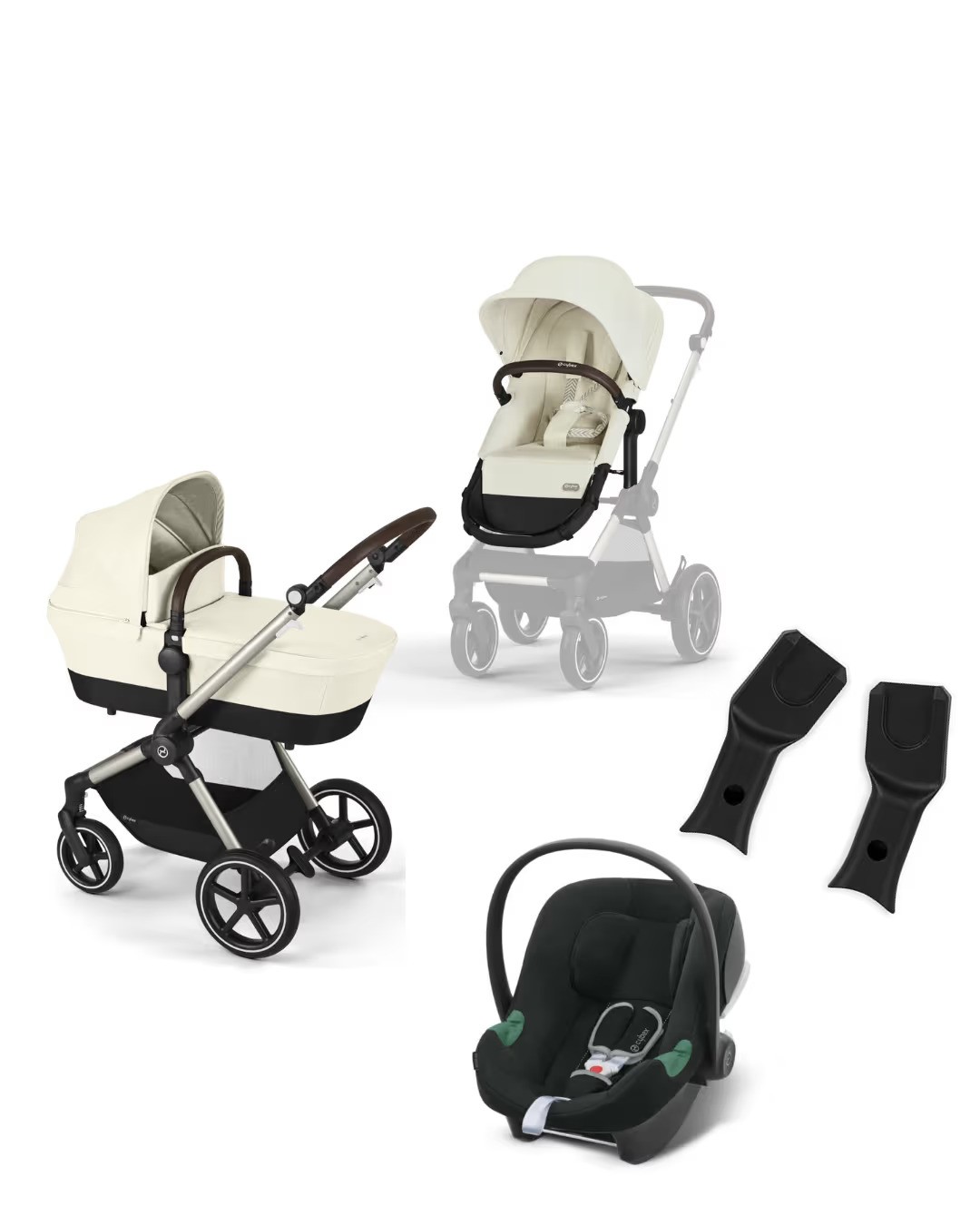 CYBEX Eos Lux 3 во 1 Детска количка Moon Black, крем