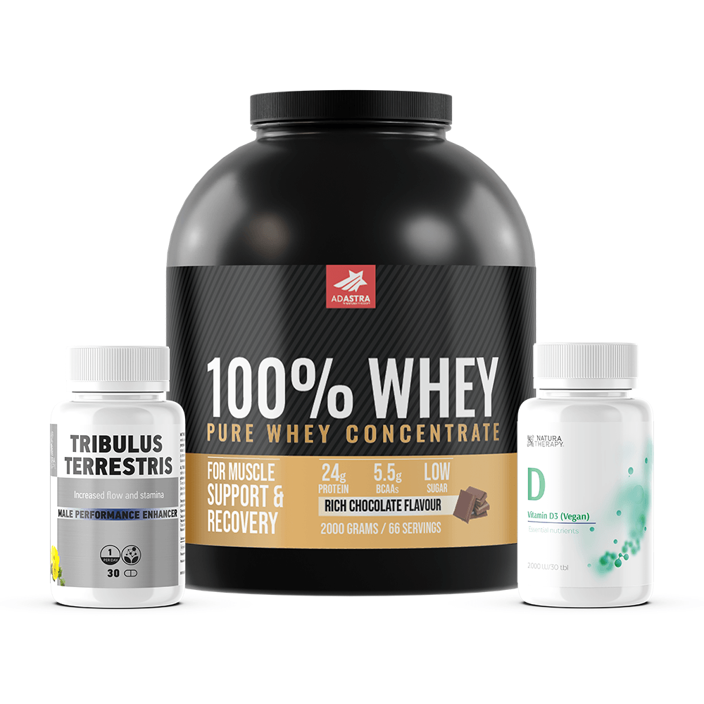 AdAstra протеин  whey 100% 2.2кг.+ подаров вит. д30 капс.+ трубулус 30капс.