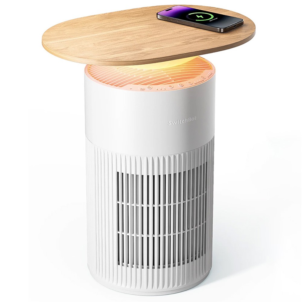 SwitchBot Прочистувач на Воздух со Маса, Амбиентално Осветлување и Безжичен Полнач за Телефон