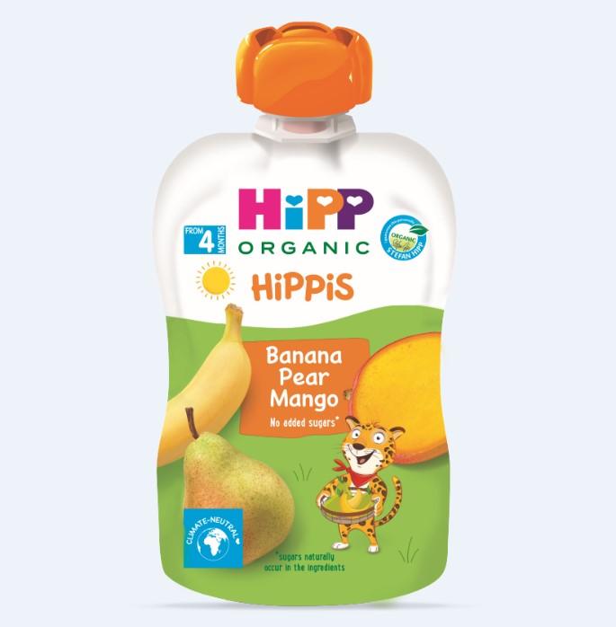 Slike HIPP Овошно пире за бебиња јаболко, круша и банана 4M+ 100гр