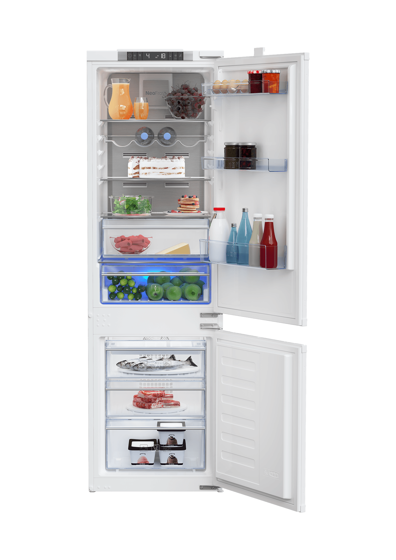Slike Beko BCNA275E4SN, Комбиниран фрижидер и замрзнувач, 254 l, без мраз
