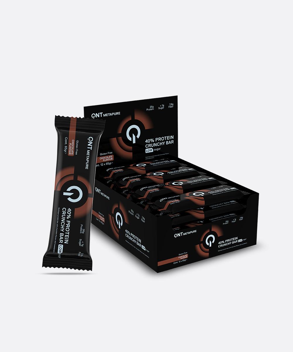 QNT Протеински бар Crunchy 40% METAPURE, чоколадо, 12 X 65г.