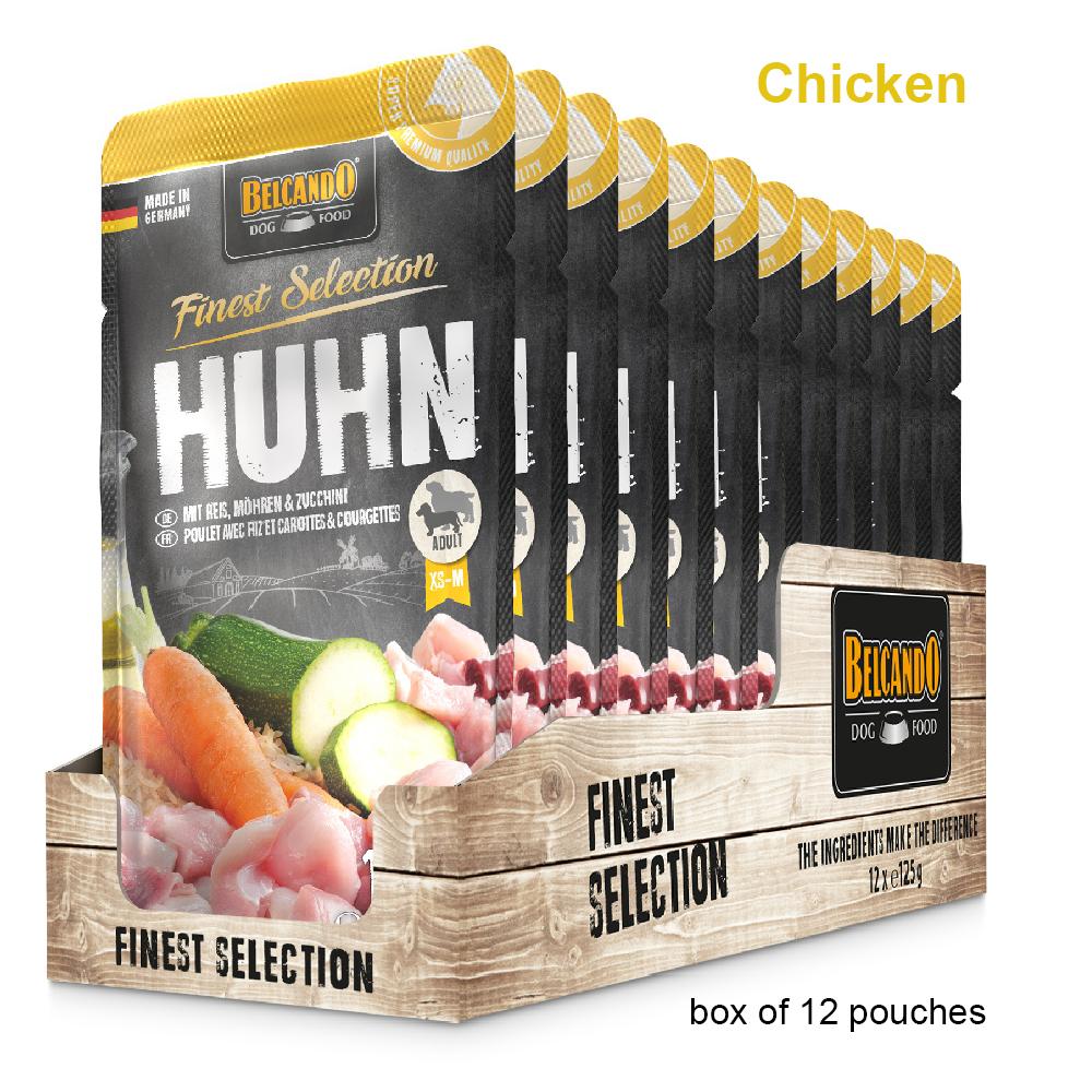 Slike BELCANDO Влажна храна за куче – Пилешко Finest Selection (кутија од 12), 125г.