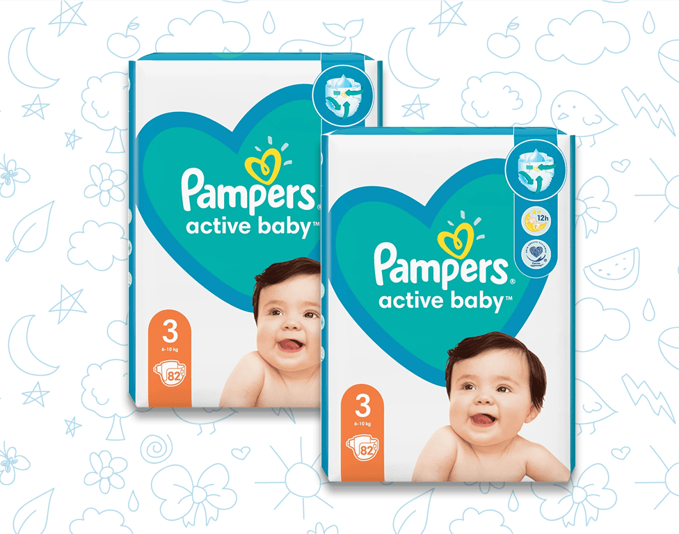 PAMPERS Пелени Active Baby 3 6-10 kg, 2x82
