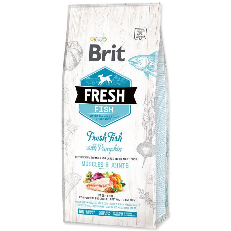 BRIT Fresh сува храна за возрасно куче голема раса хипоалергена со вкус на риба и тиква