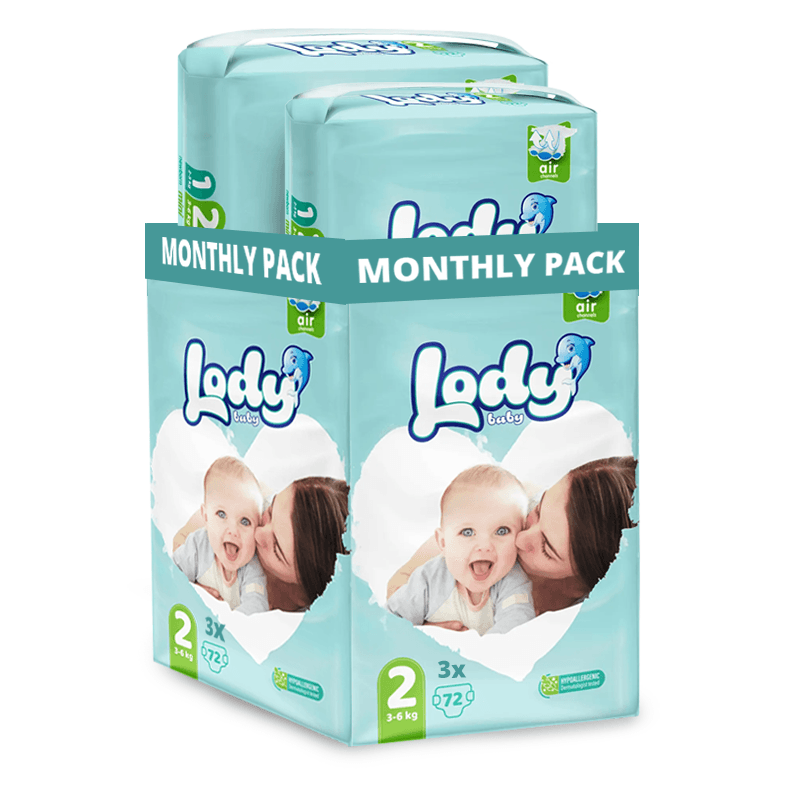 LODY BABY MONTHLY PACK Пелени 2. мини,3-6 кг. (216 пелени)