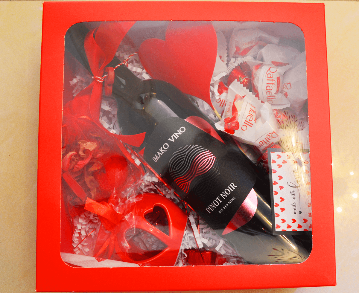 FESTIVE BOX midi - подарок кутија вино со декорации