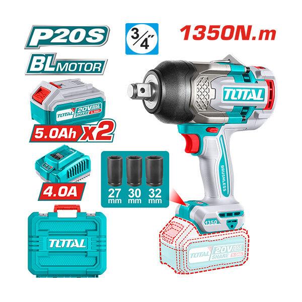 TOTAL Шрафилица За Гуми 20V 2Бат 5A 1350N Tiwli20135 245044