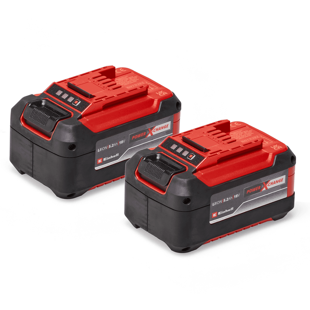 EINHELL Комплет од 2 PXC батерии Power-X-Change Twinpack 18 V 2x5,2 Ah црно-црвено