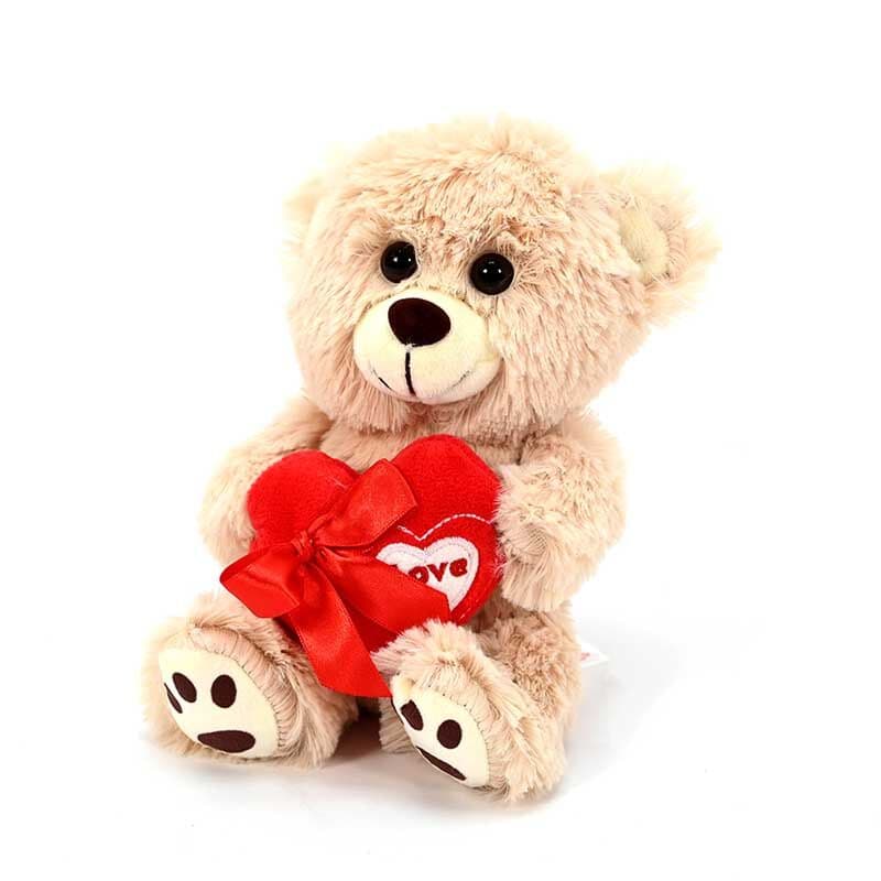 LOCO CROCO Мече беж со срце со машна 20см