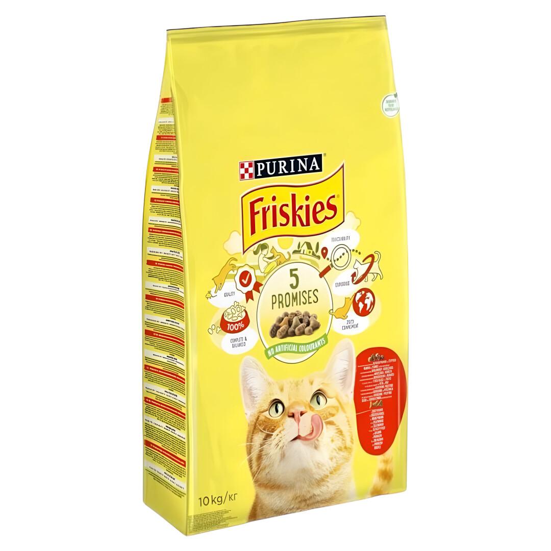 PURINA Friskies Adult Гранули со Говедско, Пилешко и зеленчук за Мачки[Вреќа 10кг]