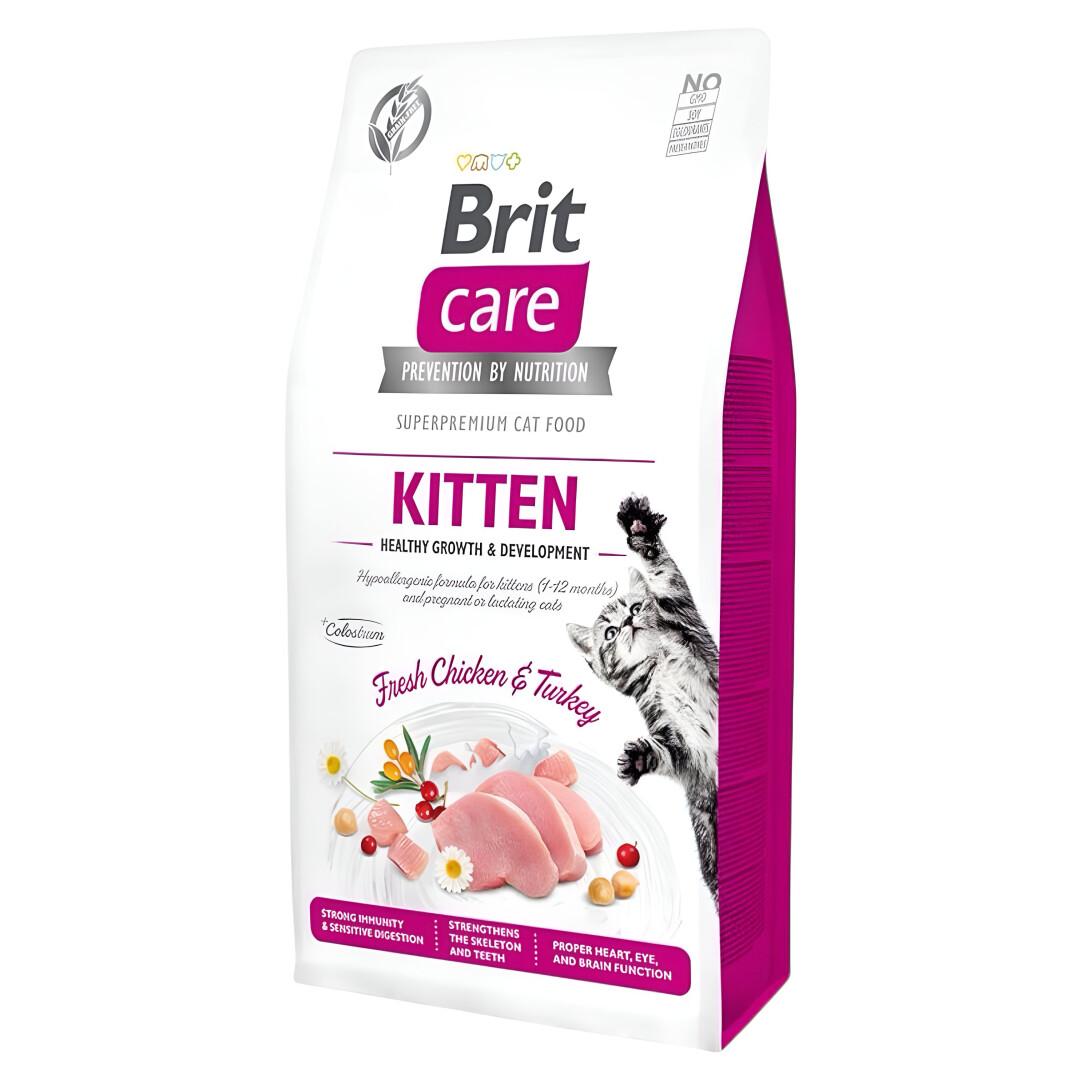 BRIT Care Kitten Helthy Growth & Development Гранули со Мисирка и Пилешко за Мачки [Вреќа 7кг]