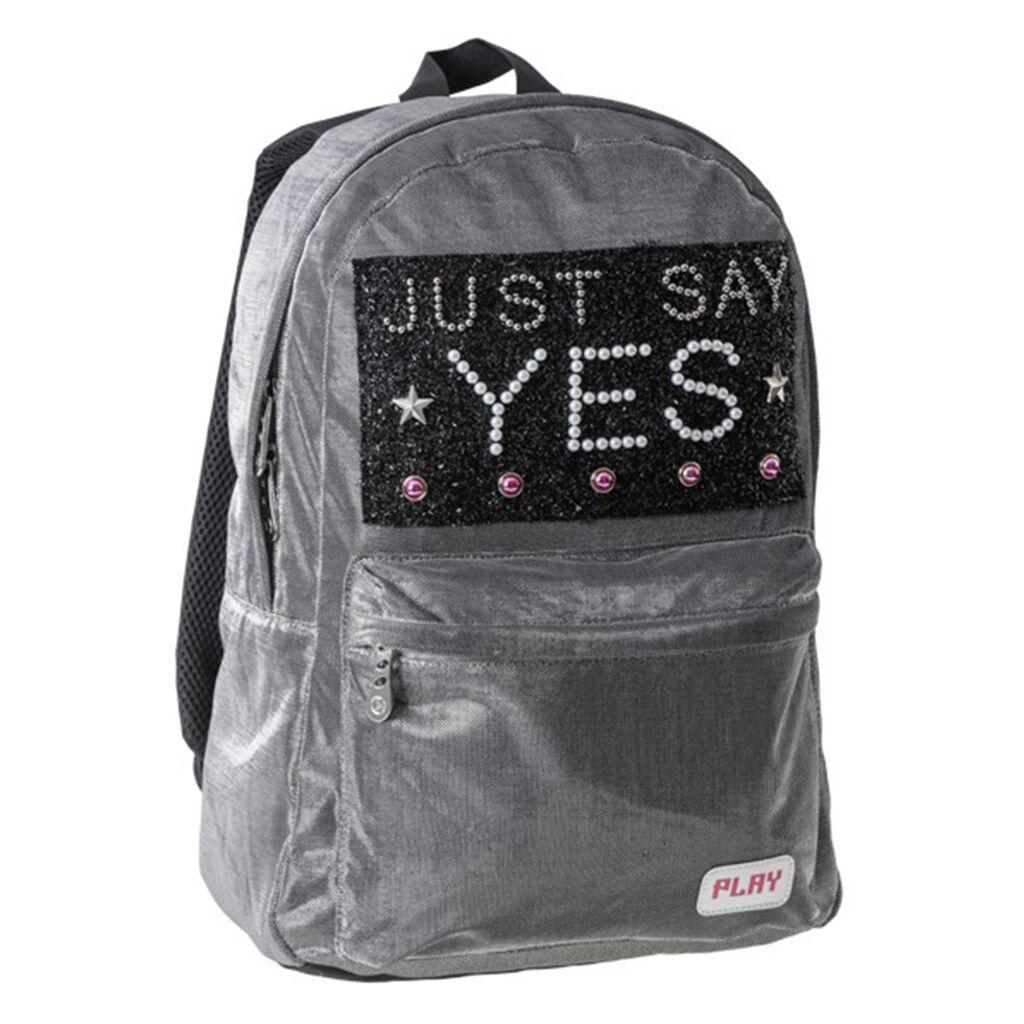 PLAY Ранец „Само кажи да“ – поп-мода, 43x30x20 см, темно сива