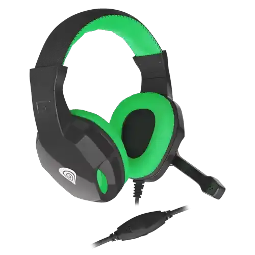 GENESIS слушалки за игри со микрофон Argon 100 NSG-1435, 3,5 мм, црно-зелени
