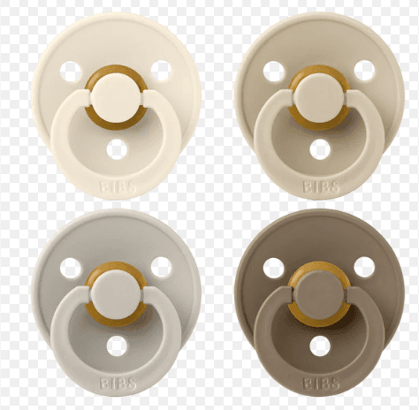 BIBS IVORY/SAND/VANILLA/DARK OAK ROUND Латех цуцла лажливка 1 (0-6 месеци), 4 цуцли