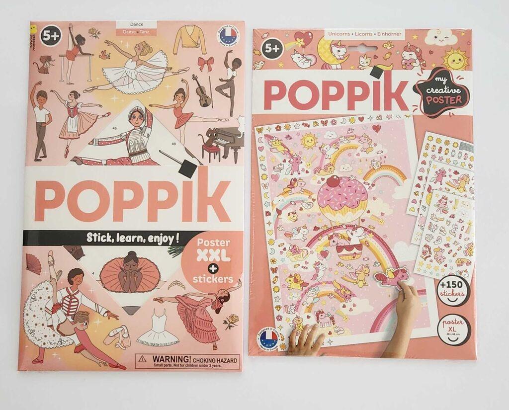 Poppik Постери со стикери x2 - Балерина и Еднорог