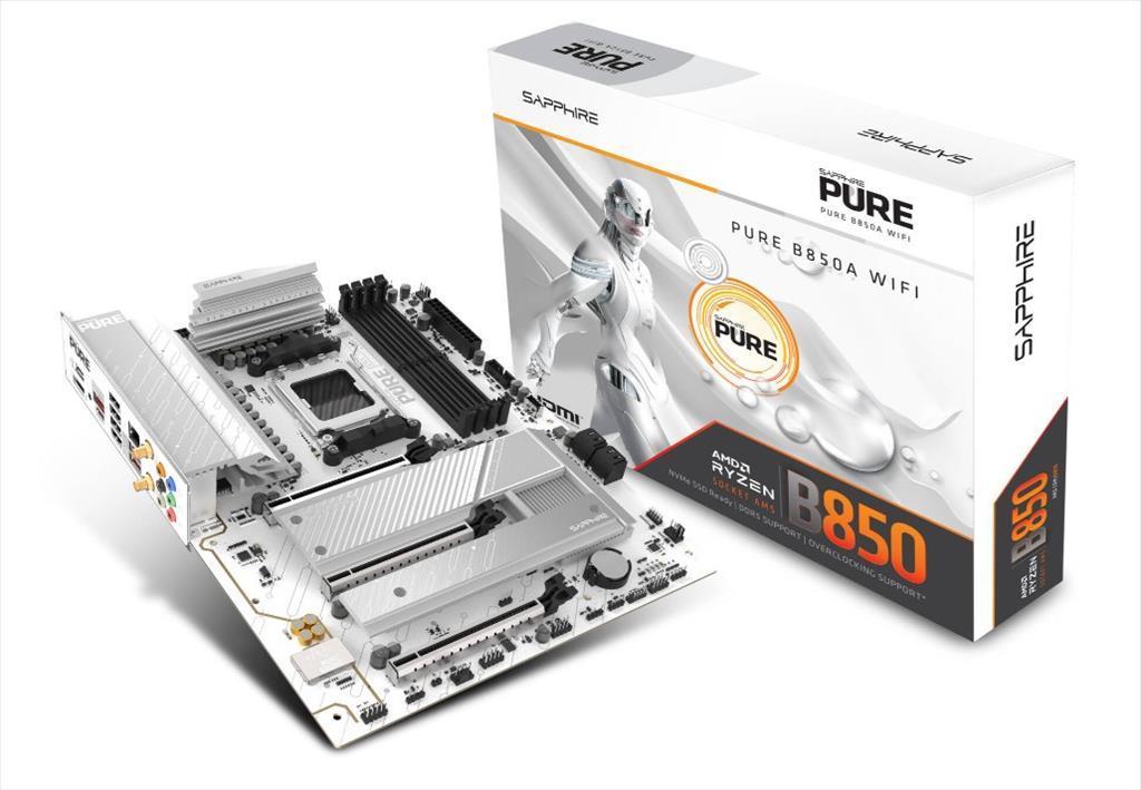 SAPPHIRE Матична плоча AM5 B850A PURE WHITE WIFI7 4xDDR5 8000Mhz (O.C)