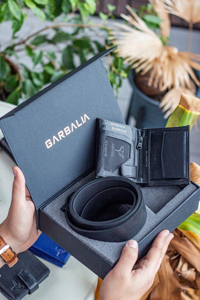 Комплет за машки ремен и паричник MyValice Dortmund, црн