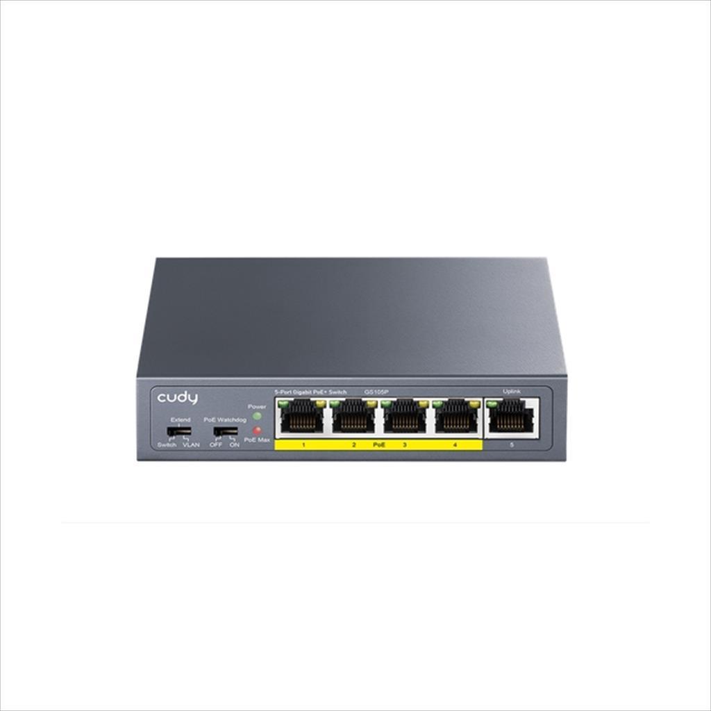 Cudy Мрежен Свич 5-Портен Gigabit GS105P 4xPoE Метален