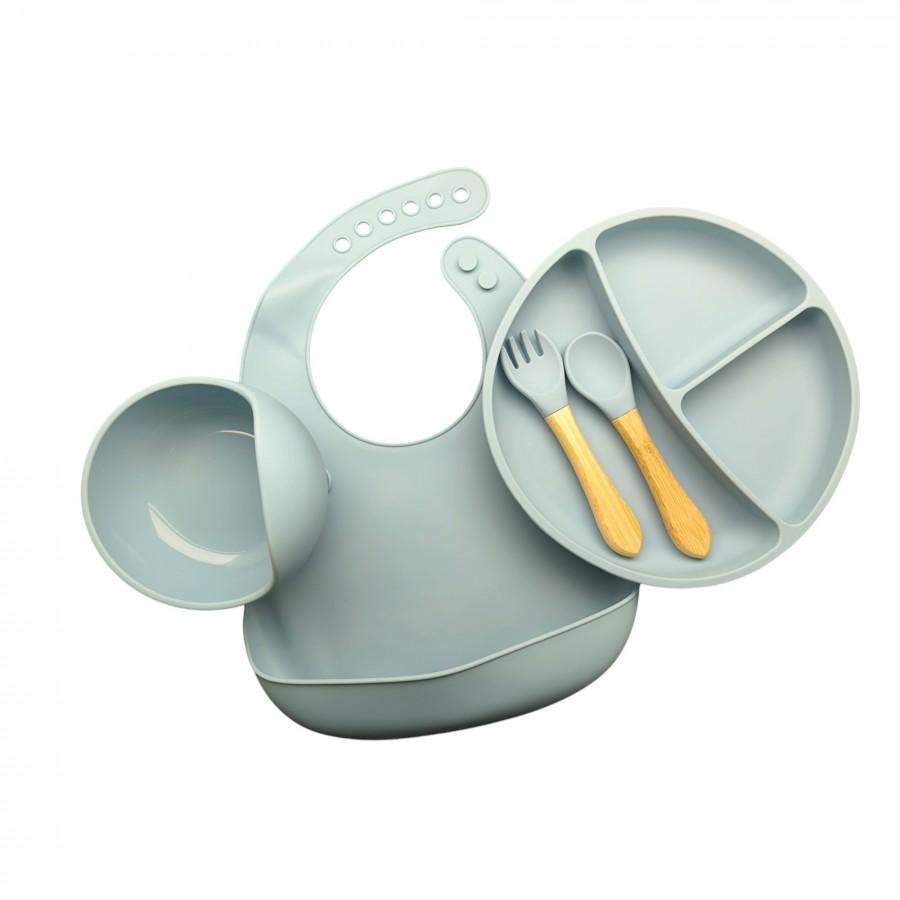 Jungle Сет за јадење силикон 4м+ сина 31001840