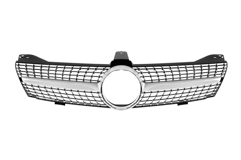 AUTOLUX Хром/црна дијамантна решетка за Mercedes CLS C219 2005-2007 со сива лајсна