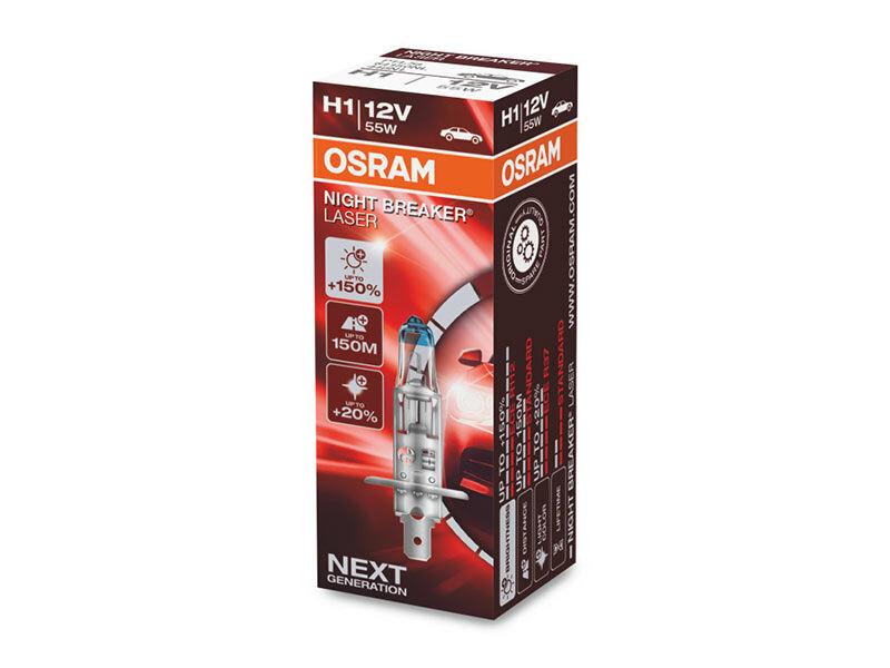 OSRAM Халогенска сијалица Osram H1 Night Breaker Laser +150% 12V, 55W, P14.5s, 1550lm, 1 бр. во кутија