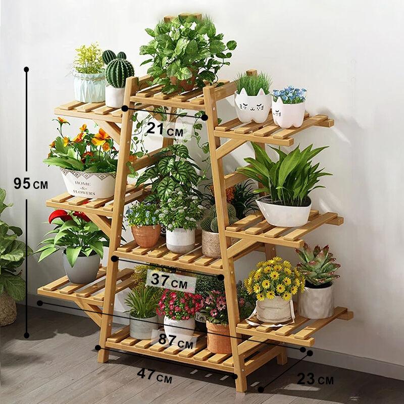 Home idea Сталажа За Цвеќе Од Бамбус-Скалеста Со 9 Полици