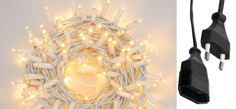 Alfa Electric Новогодишни ЛЕД сијалички, топло бела, бел  кабел 10м