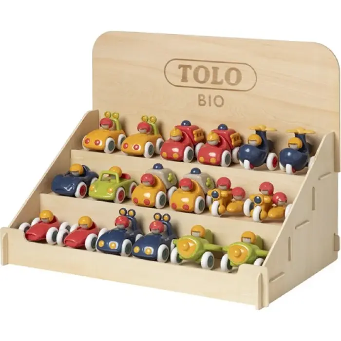 TOLO BIO Дрвена Кутија Со Вклучени 18 автомобили Tolo Bio Wooden Display