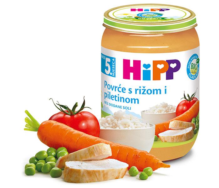 HIPP Бебешка каша зеленчук со ориз и пилешко Био 190гр